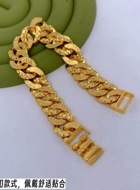 霸气个性越南沙金男士马鞭手链黄C铜镀金老板链黄合金饰品久不掉