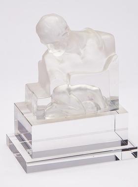 欧式人像雕塑艺术品摆件透明树脂样板房酒柜售楼处装饰品创意摆设