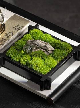 现代极简大理石苔藓摆件客厅餐厅桌面花器盆栽软装饰品摆设