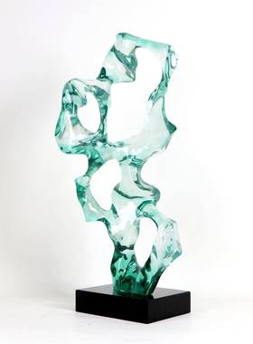 绿色太湖石抽象雕塑摆件艺术玄关电视柜装饰品轻奢高档办公室摆设