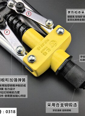 铆钉枪手动家用拉铆枪头铆钉机工具拉钉铆抢抽芯卯钉抢省力柳丁枪
