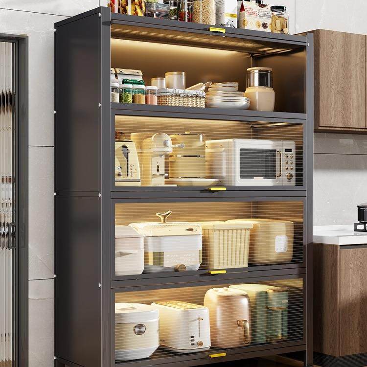 厨房置物架落地多层收纳柜子微波炉家用带门多功能橱柜防尘储物柜,淘宝优惠券,粉丝福利购,淘宝优惠卷