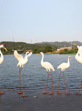 仿真雕仙鹤白2050白鹭鹭塑摆件花园假庭院山水林池动物装饰户外园