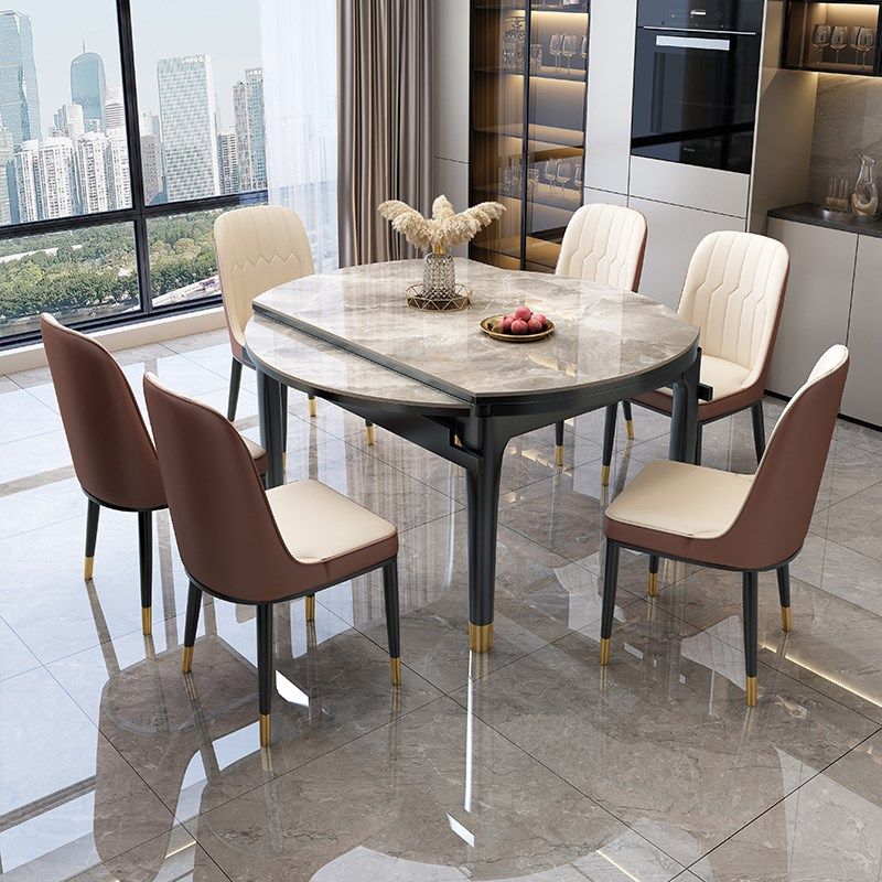 岩板餐桌可伸缩方圆两用家用小户型实木折叠现代简约轻奢可变圆桌,淘宝优惠券,粉丝福利购,淘宝优惠卷