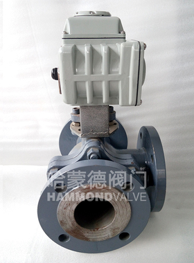 L型T型电动碳钢铸钢高温三通法兰式球阀Q944/45F-16CDN40 50 65 8