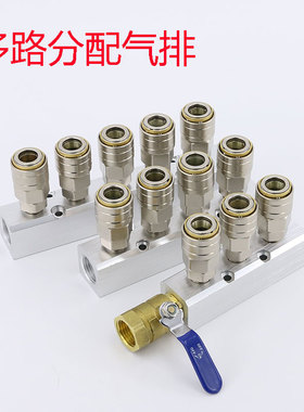 C式自锁快速接头分配器气泵配件气管多管路分气排开关气路分气块