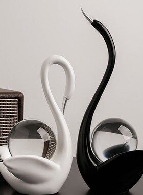 水晶球情侣天鹅摆件装饰品现代简约轻奢家居玄关S客厅酒柜乔迁礼