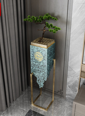 新中式客厅轻奢艺术n摆件禅意置物架装饰品房间落地花架工艺品摆