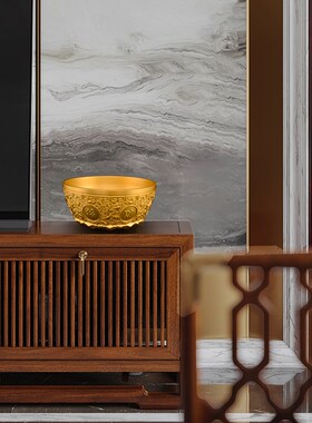 铜聚宝盆摆件黄铜客厅招铜质金色铜盆工艺品财大T号铜缸铜制聚宝