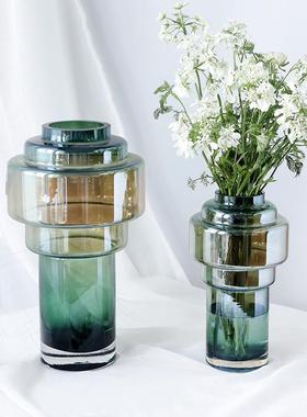 视远北欧风透明玻璃花瓶高级感轻奢创H意现代花器电镀插花家居摆