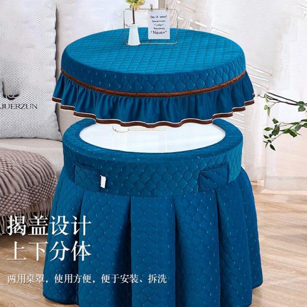 新款圆桌套夹棉桌布餐厅饭店加厚圆形烤火罩纯色布艺简约圆形裙摆,淘宝优惠券,粉丝福利购,淘宝优惠卷