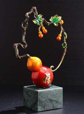 新中式珐琅彩葫芦摆件五福临门客厅电视柜办公室装饰W乔迁新居礼