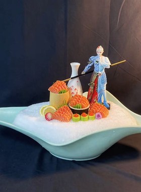 海鲜姿造创意摆件刺身装t饰点缀新中式悟空齐天大圣陶瓷小和尚摆