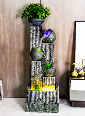 假山流水喷泉庭i院现代创意客厅家居装饰品电视柜摆件乔迁新居礼