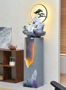 现代落地流水摆件循环水客厅水景加湿器玄关装饰假山喷.泉开业乔