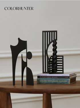 COLORHUNTER 轻奢抽象铁艺摆件黑色K金属感客厅玄关书房简约烛台