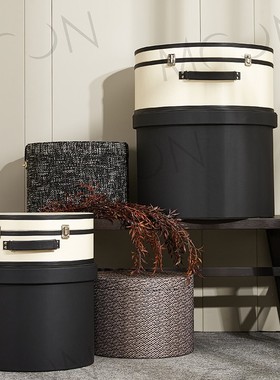 慕空间样板房收纳盒衣帽间装饰品布艺收I纳桶花艺道具软装摆件组