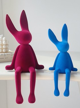 坐姿长耳兔子摆件轻奢高档电视柜酒柜客厅家P居高级软装饰品可爱