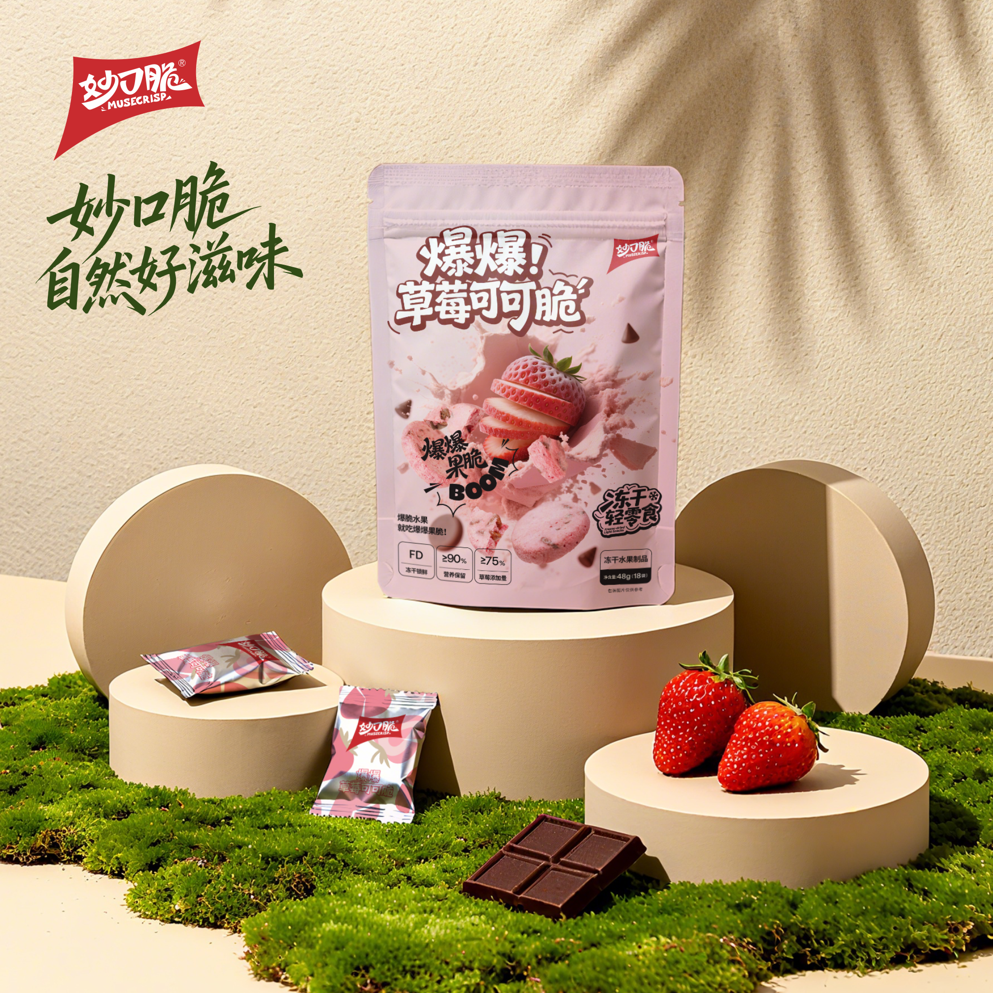 妙口脆冻干草莓水果脆片混合果蔬薄脆片6种口味儿童健康休闲零食,淘宝优惠券,粉丝福利购,淘宝优惠卷