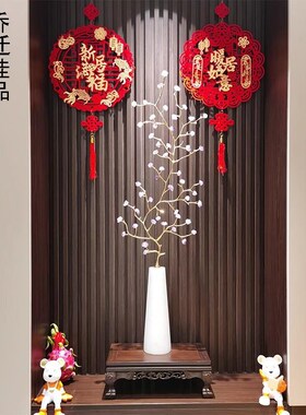 玄关水晶发财树摆l件客厅走廊壁龛轻奢高档竖高细长落地艺术装饰