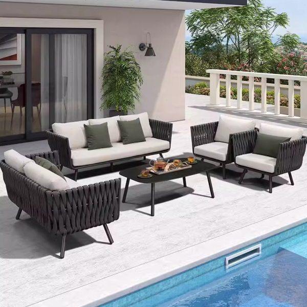 户外北欧简约绳编沙发室外阳台藤编休闲家具防水铝合金沙发椅家具,淘宝优惠券,粉丝福利购,淘宝优惠卷