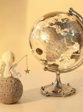 透明地球仪摆件i轻奢高档玄关家居客厅电视柜酒柜办公室桌面装饰