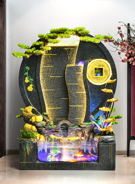 假山流水喷泉f鱼缸客厅玄关水景墙屏风循环水办公室装饰品落地摆