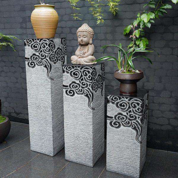 新中式祥云展示柱 仿石柱墩子落地摆件室外庭院花盆底座盆景花架,淘宝优惠券,粉丝福利购,淘宝优惠卷