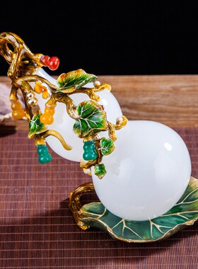 珐琅彩琉璃玉葫芦摆件新中式玄关创E意福禄家居客厅电视柜饰品轻