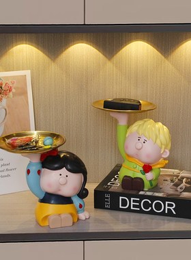 自由女神入户玄h关钥匙收纳托盘摆件客厅桌面装饰摆设乔迁新居礼