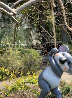 创意户外花园装饰品 o庭院假山园艺动物摆件 树脂工艺摆设考拉吊