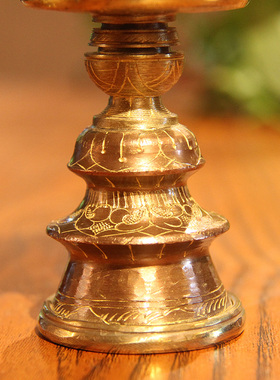尼泊尔酥油灯座纯铜酥油灯供油A灯八吉祥供灯酥油灯仿古中式烛台