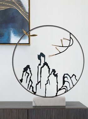 【福利】新e中式摆件高端禅意山水金属假山样板间茶室玄关软装饰