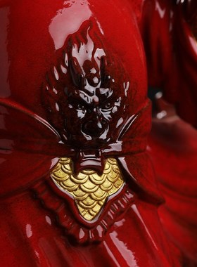 东方泥土陶瓷关h公像武财神雕塑艺术品摆件家居客厅酒柜玄关装饰