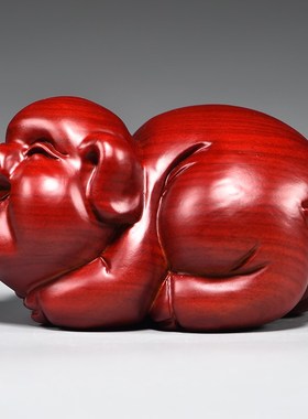 红色实木对猪g摆件实木十二生肖猪动物客厅家居装饰红木送礼工艺