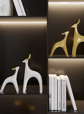 鹿摆件高档轻奢简约抽象家居饰品客厅G酒柜电视柜玄关乔迁新居礼