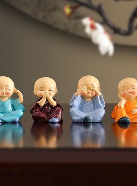 沙弥小和尚家居摆件m创意客厅办公室桌面装饰工艺品电视柜玄关布