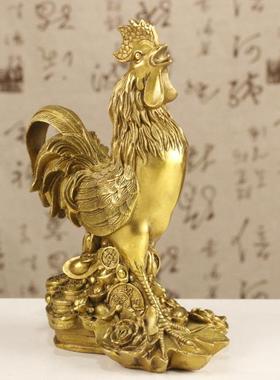 铜鸡摆件元宝鸡大福鸡十二生肖金属工艺品风水家居装