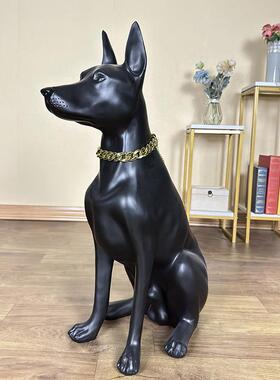 家居客厅装饰看门狗雕塑仿真杜宾犬摆件别墅花园门口大型落地庭院