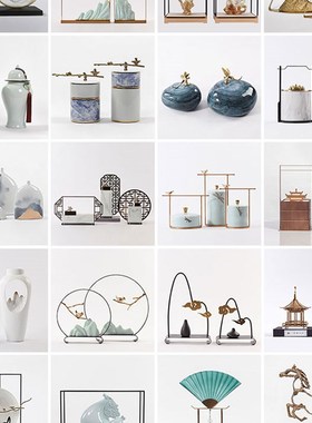 新中式禅意轻奢陶k瓷摆设客厅酒柜玄关软装饰品酒店样板间高端摆