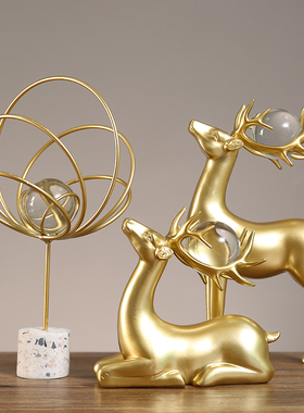 智慧之眼水晶球摆件m样板房抽象艺术装饰客厅轻奢办公室金属工艺