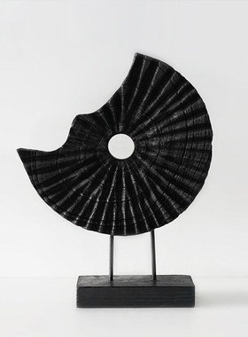 新中式现代圆环肌理屏风摆件x书房电视柜博古架样板间桌面软装饰