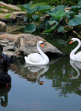 户外池塘庭院鸭子仿真鸳鸯树脂装饰摆件花园鱼池水景浮水天鹅造景
