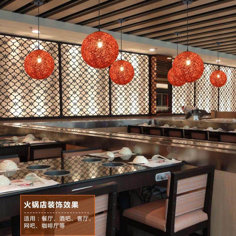 现代简约麻球吊灯咖啡厅奶茶店圆鸟巢田园蜡烛藤艺餐厅藤艺吊灯,淘宝优惠券,粉丝福利购,淘宝优惠卷