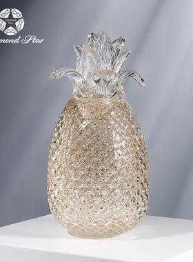 钻石星吹制玻璃金色菠萝摆件现代卧室客厅家居艺术摆设工艺品