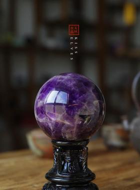OQ5M天然紫水晶球摆件家居梦幻紫色原石蓝色绿色透明黄色宝石