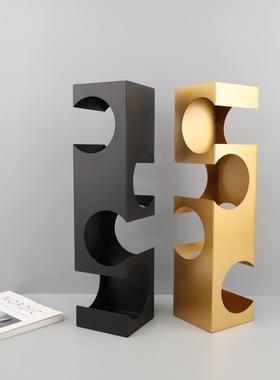 现代简约创意几何形金属红酒架电视柜餐厅酒柜桌面玄关装饰品摆件