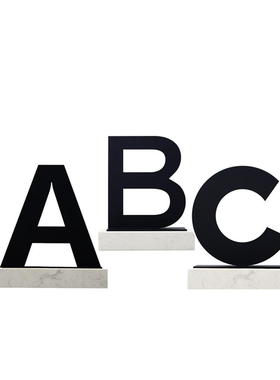 现代简约大理石i十字分离子摆件样板房家居客厅新古典字母轻奢饰