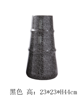 现代简约黑白色竹节陶瓷插花w器样板房创意家居客厅电视柜餐桌花