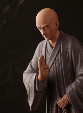 新中式禅意紫砂小和尚摆件陶瓷人物小H沙弥创意茶空间桌面装饰茶